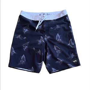RVCA Mens Shark Print Board Shorts Size 29